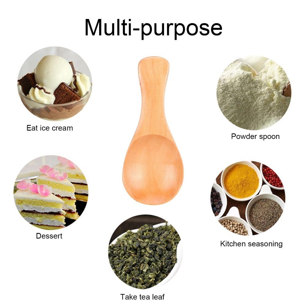 5Pcs Smooth Polished Mini Spoon Wood Ice Cream Spoon Multi Purpose Wooden Spoon  Afternoon Tea