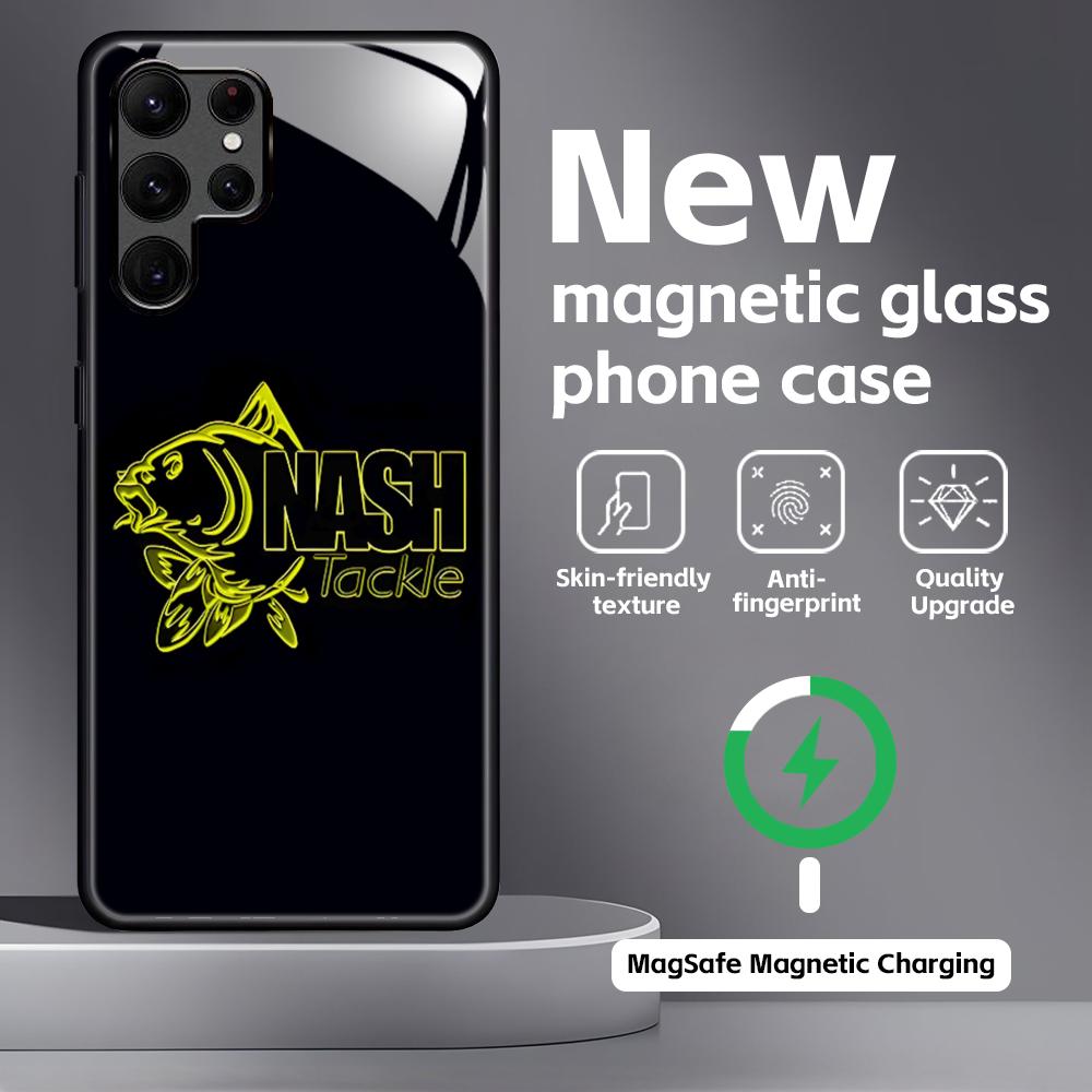 Fashion N-nasH Fishing Brand Phone Case For Samsung S26 S25 S24 S23 S22 S21 Plus Ultra Note20 Glass Magnetic Case