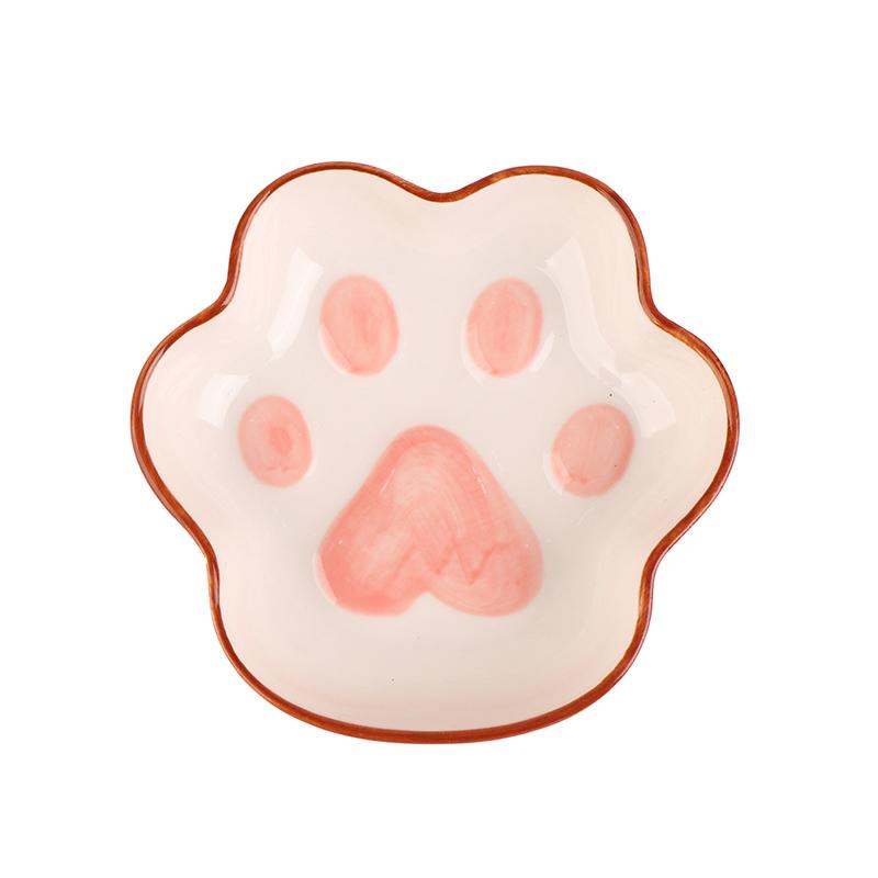 1 stk søt kattepote-smaksfat Keramisk tegneseriedesserttallerken Soyafruktsausrett Krydderskål Husholdningsskåler