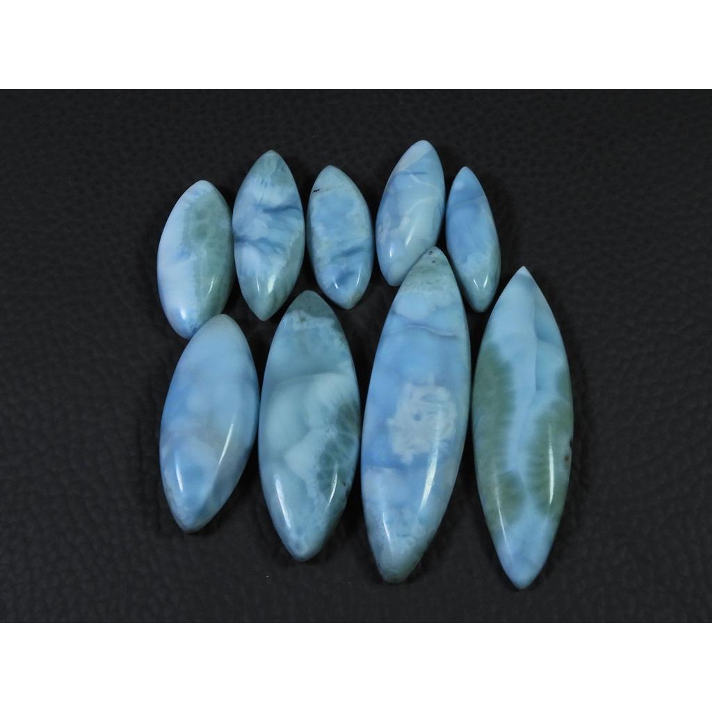 172Cts. Natural Larimar Pectolite Marquise Cabochon Loose Gemstone 09Pcs Lot C-857
