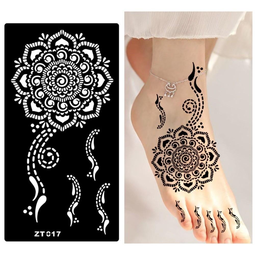 Personalized Flower Tattoo Stickers Ethnic Style Black Tattoo Decals Festival