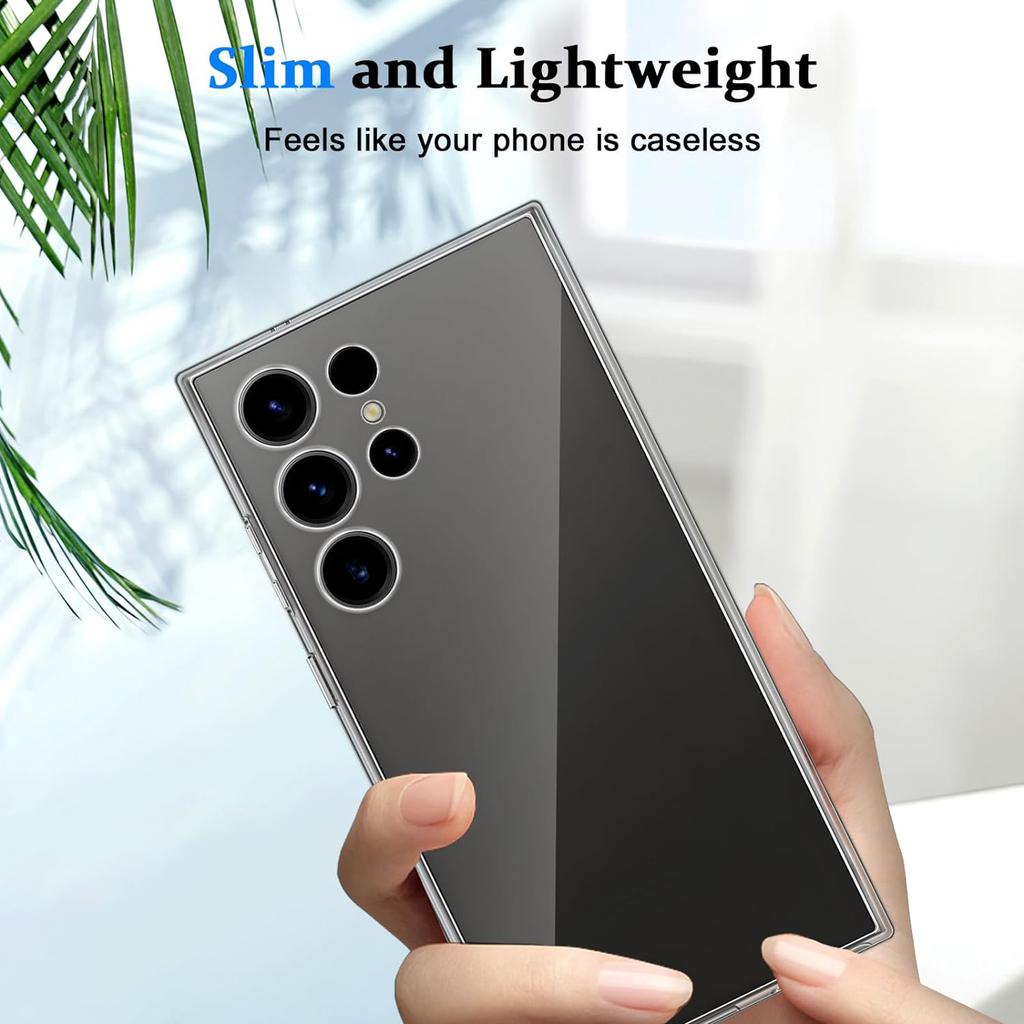 För Samsung Galaxy S24 Ultra TPU-skal Transparent Skyddande Baksida Anti-fingeravtryck