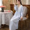 Long-sleeved Nightdress Women's Spring French Court Retro Style Long Dress Lace Princess Pajamas V-neck Can Be Worn Outside Loungewear Autumn