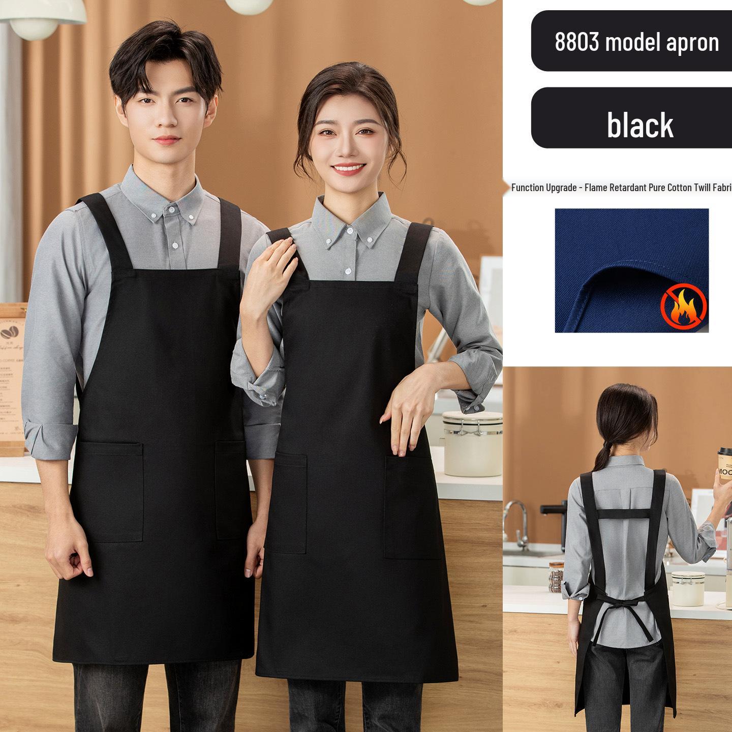 High-End Flame Retardant Chef Apron for Catering, Hotel, and Restaurant Work Flame Retardant Cotton Twill Fabric чёрный