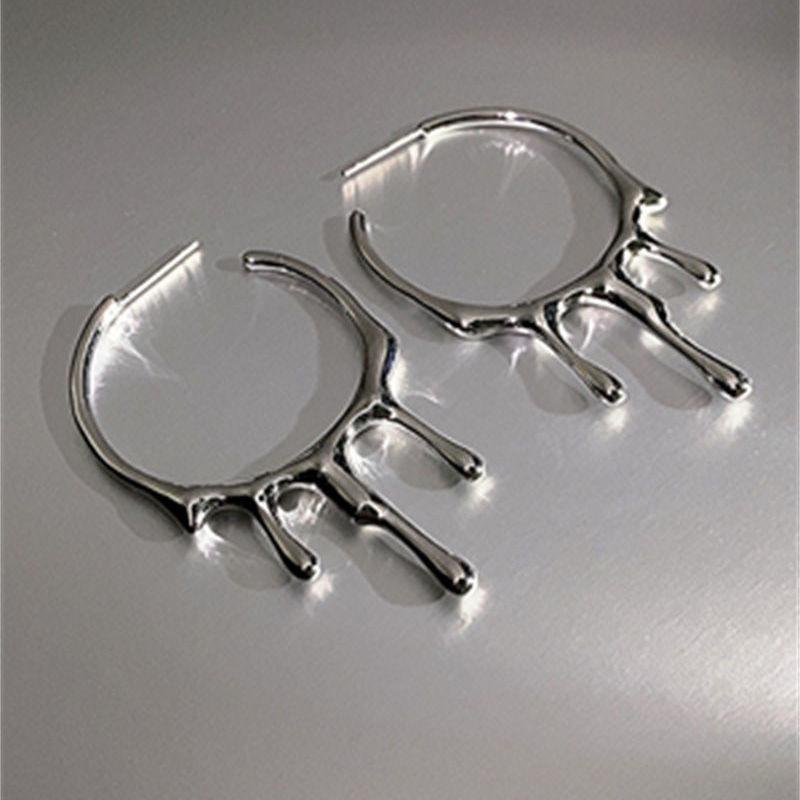 Stylish Asymmetrical Tassel Hoop Earrings For Women Geometric Alloy Electroplated Design