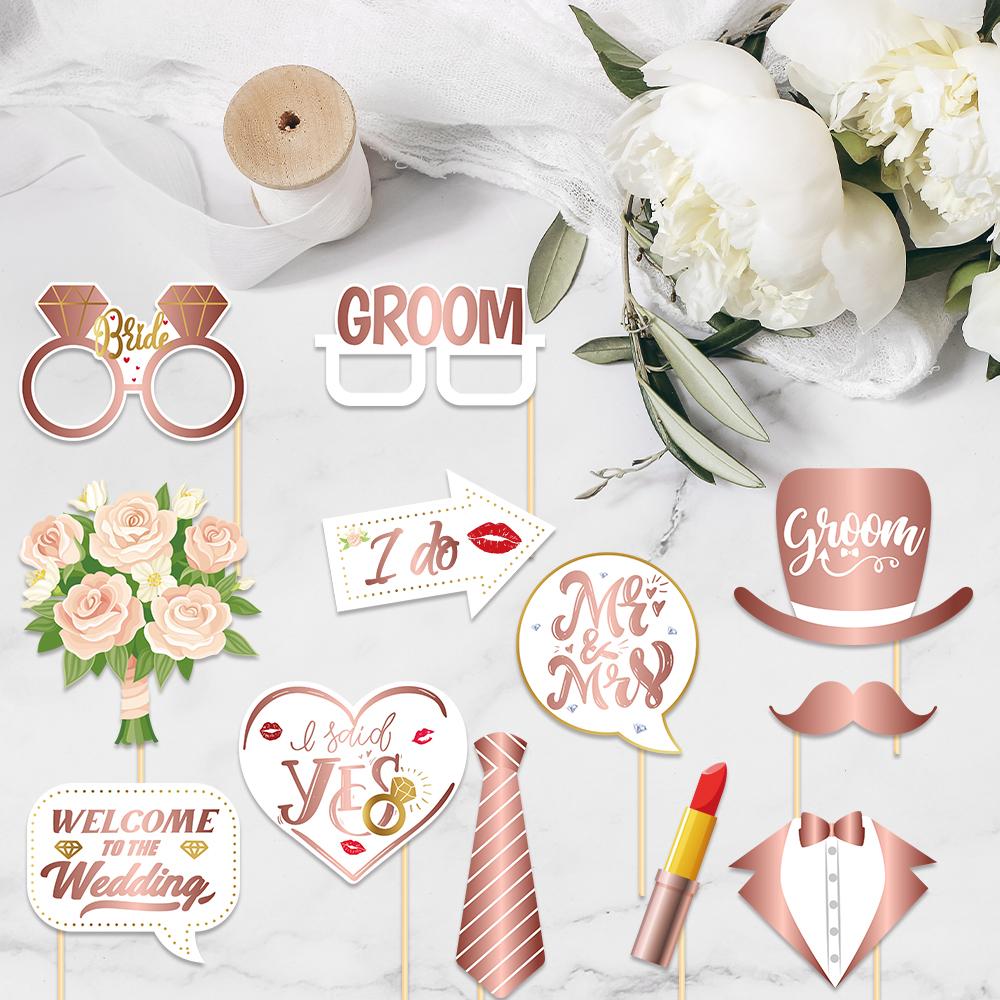 25pcs Funny Wedding Paper Photo Booth Props Just Married Selfie Photobooth Bridal Shower Bachelorette Party Wedding Decoration