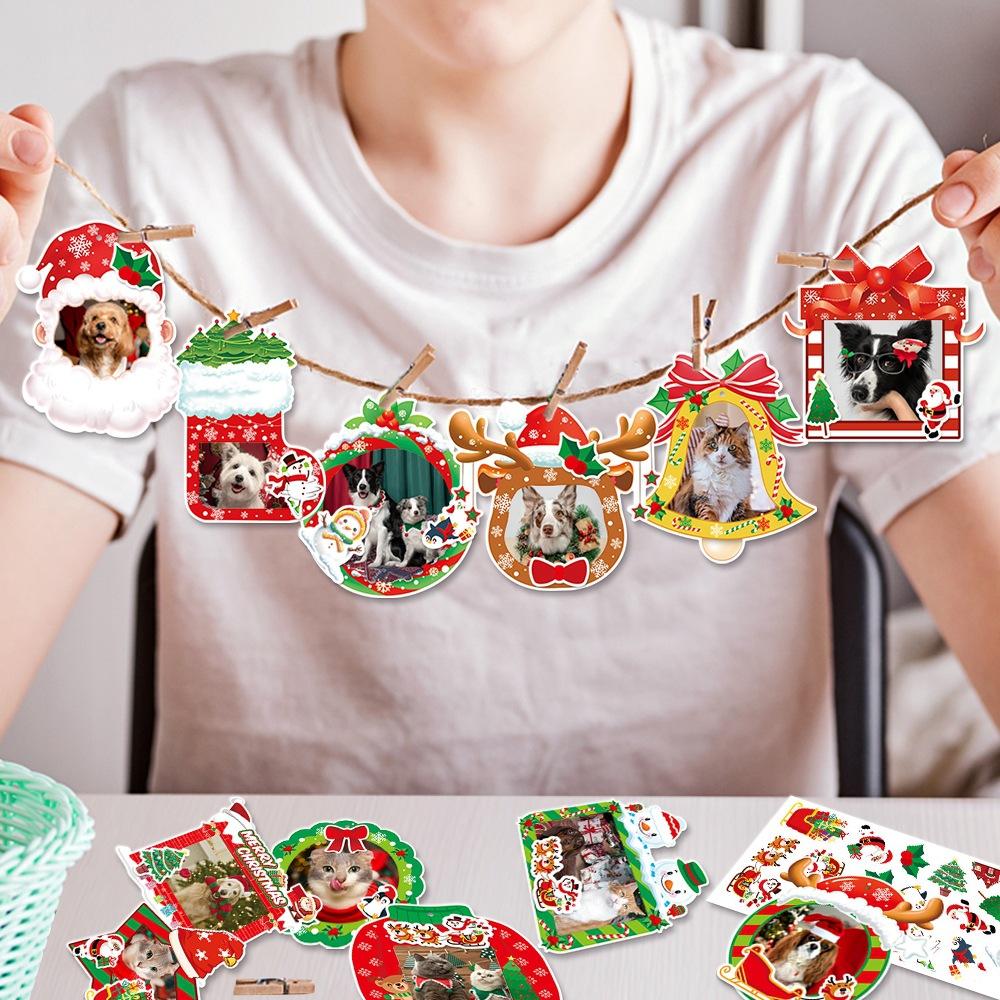 Christmas photo frame decoration, winter birthday holiday decoration, Christmas and New Year DIY hanging decoration