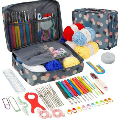 58-Piece Crochet Set, Wool Soft Handle Crochet, Full Set Of Beginners' Handmade Diy Knitting Tools, Storage