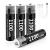 Rechargeable 1.5V 1100mWh AAA Battery with USB-C Cable for Toys, Remotes, and Clocks
