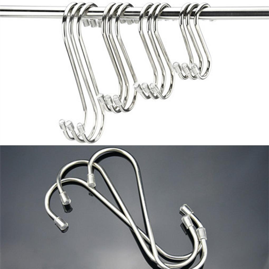S Hanger Stainless Steel Coat Scarf Bag Keys Hook Kitchen Bathroom Storage Organizer Hanging Holder Organizing Reusable