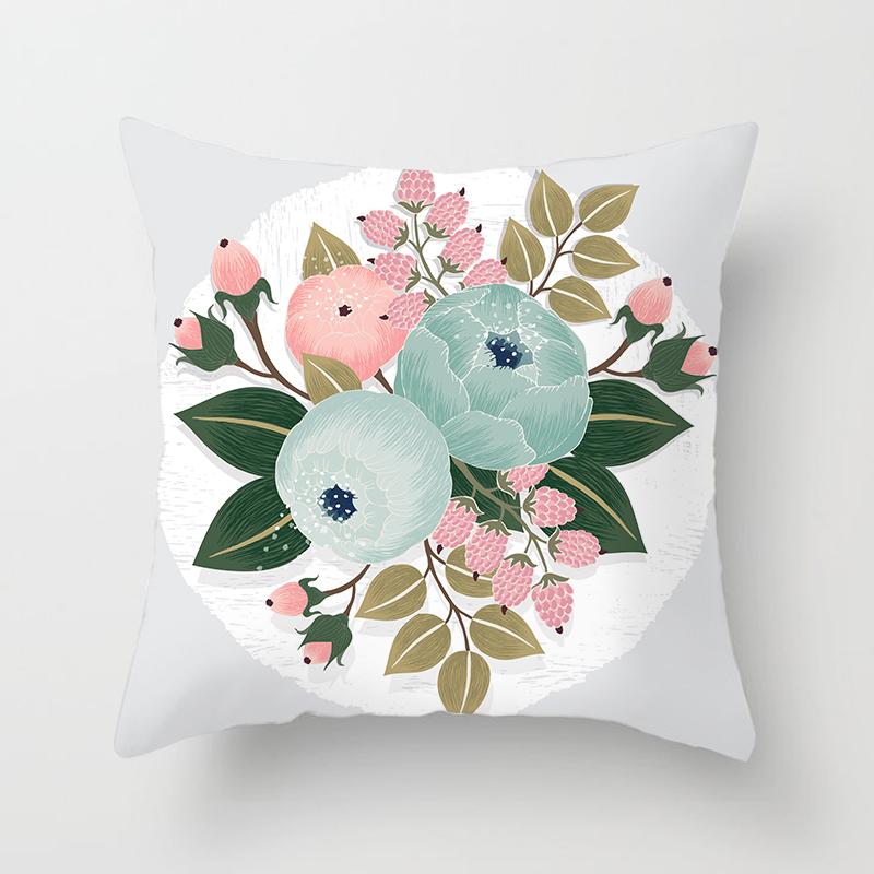 Abstract Floral Pattern Pillowcase Vintage Watercolor Floral Bird Cushion Cover Home Sofa Car Office Party Decor Accessories