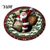 Thickened Cozy Mat Round Christmas Rug, 39" Imitation Cashmere Santa Snowflake Pattern, Holiday Party Floor Covering Area Rug for Home Living