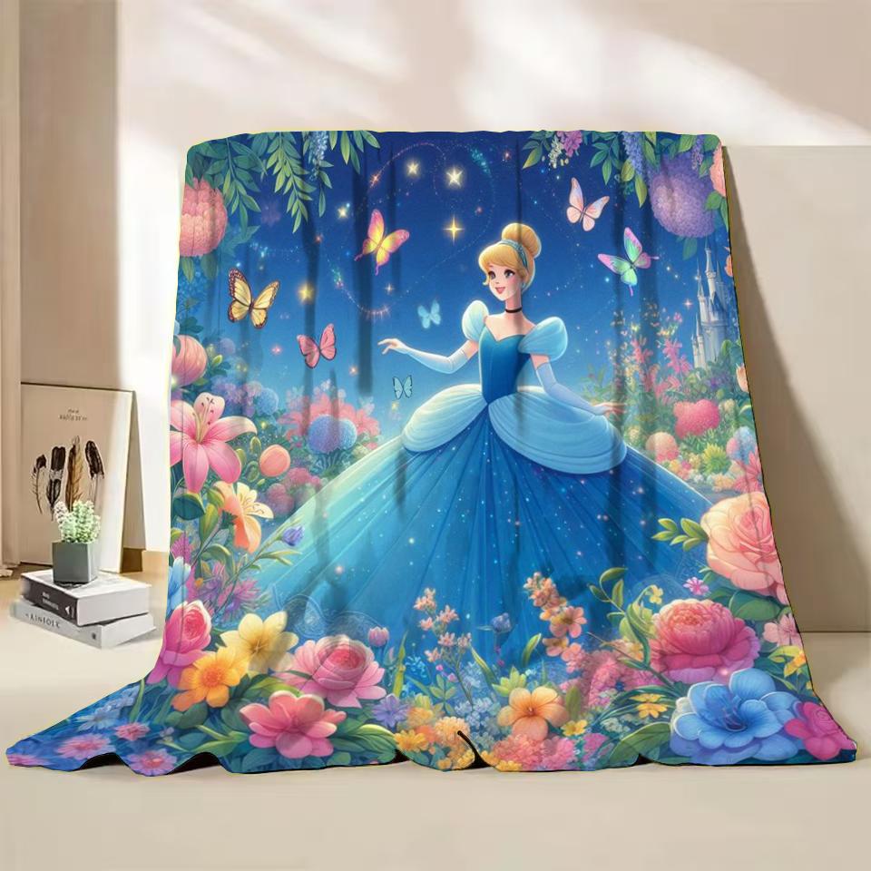 Disney Cinderella Flannel Thin Blanket.Four Season Blanket. Travel Picnic,for Sofa,Beds,Living Rooms,Fluffy Blanket Gifts