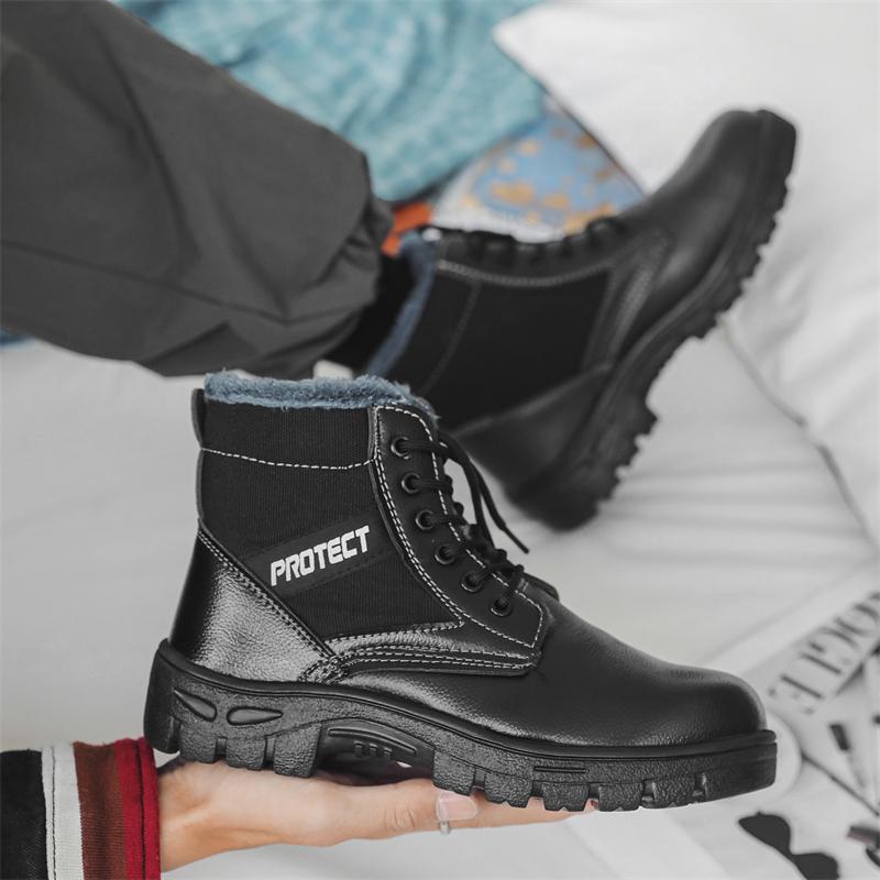 Winter New Genuine Leather Men's Boots Natural Fur Warm Ankle Boots Working Men Footwear Waterproof Snow Boots