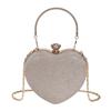 Borsa da sera con pochette, borsa da donna, borsa a mano lucida, a forma di cuore, in metallo, borsa a tracolla con catena alla moda, borsa di lusso da donna.