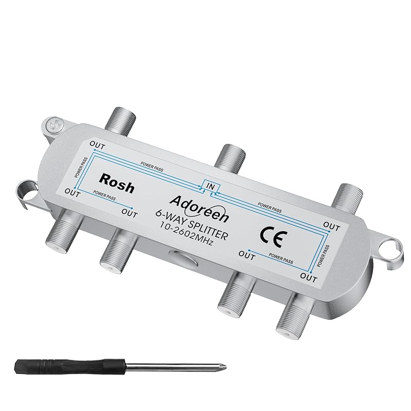Adoreen 2-Way Coaxial Cable Splitter, 10-2602MHz Mini Bi-Directional Digital Signal RG6/RG59 Coax Indoor&Outdoor for CATV, Satellite, Antenna, MoCA,