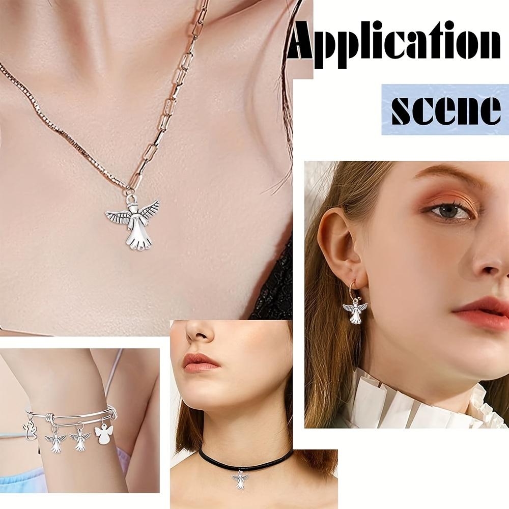 10/30/50pcs Angel Guardian Angel Talisman Alloy Wings Double Sided Jewelry Making Talisman Christmas Earrings Necklace Bracelet Supplies Crafts
