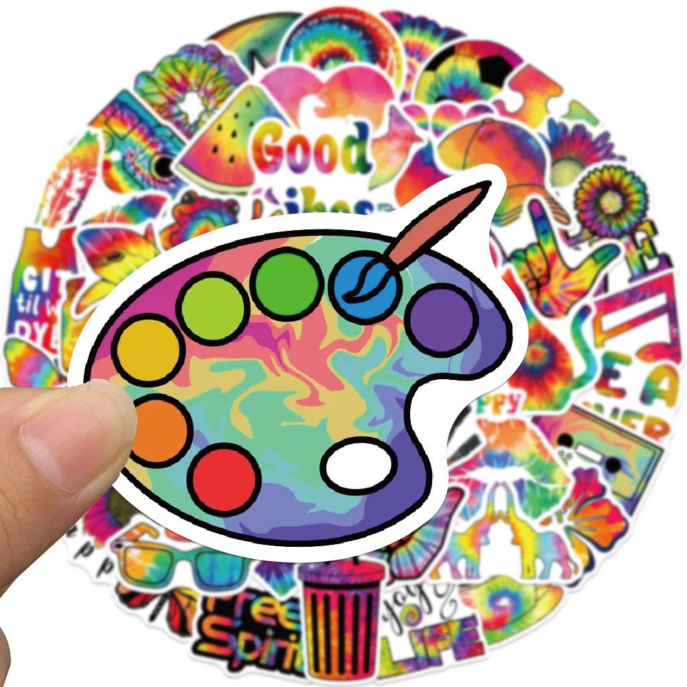 50 Cartoon Colorful Tie-dye Graffiti Stickers Personalized Decorative Guitar Notebook Suitcase DIY Waterproof Stickers