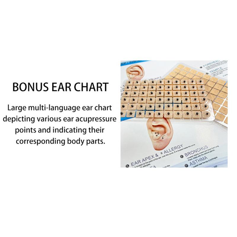 4 in 1 Set Multi-Condition Ohr Samen Akupunktur Aurikulärer Aufkleber Kit 1200 Stück Mit Akupressur Diagramm Pinzette Aurikuläre Sonde