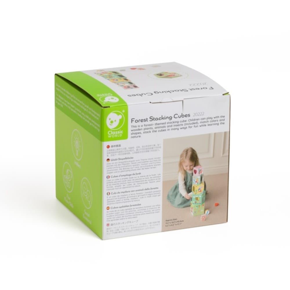 Classic World Forest Stacking Cubes, Stacking Blocks, Educational Toy for Ages 1.5, 2, 3, 4, Nesting Toys, Gift for Birthdays, Baby Showers, and Other
