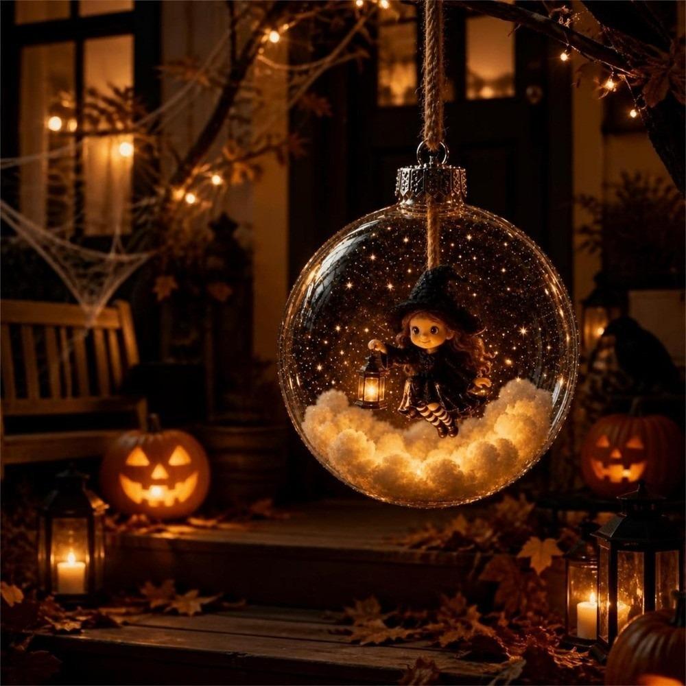 Plastic Halloween Hanging Ball Glowing Ghost Pendant Ball Tree Decoration