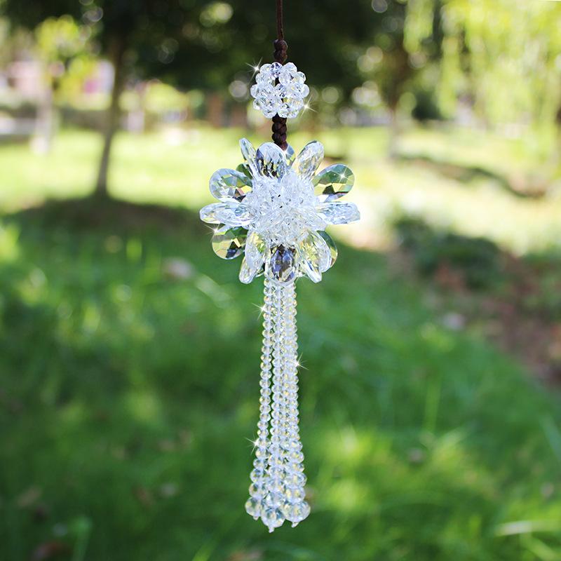 Kryształowa Peonia Pływająca Ozdoba Wysokiej Klasy Kreatywna Ręcznie Tkana Wnętrze Samochodu Zawieszka do Samochodu