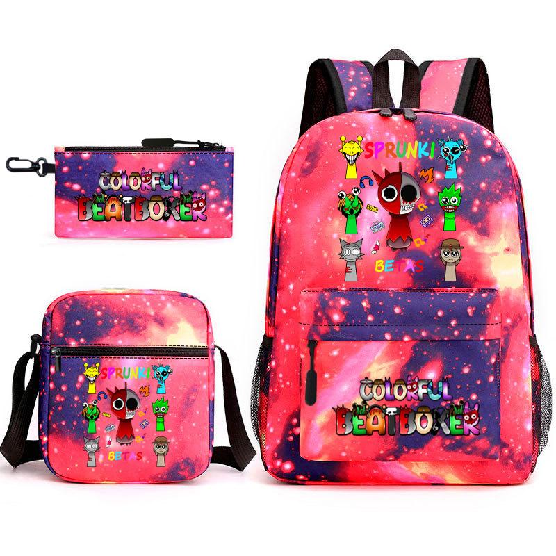 3D New Game Rhythm Box Sprunki School Bag Backpack Elementary and Secondary School Backpack Crossbody Bag Pencil Bag D