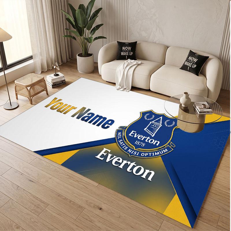 Custom Rug Everton FC Pattern Print Name Text Soft Non‑Slip Floor Carpet for Home Indoor Decoration
