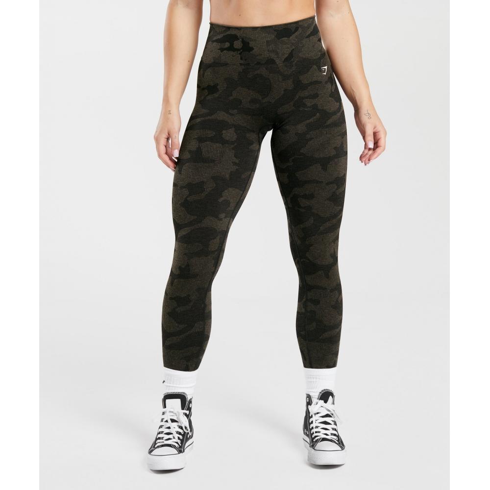 

Gymshark Adapt Camo Seamless Ribbed Leggings Black Camo Brown B5a8b Bb3m XS