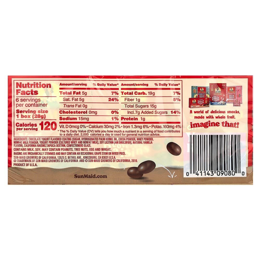 iHerb Yogurt Covered Raisin Chocolate, 6-Count Box, 28.3g (1oz) Each