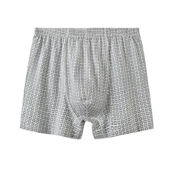 Men Boxer Underwear Elastic High Waist Design Plaid Print U-Convex Shorts Briefs Loose Fit Panties Daily Wear