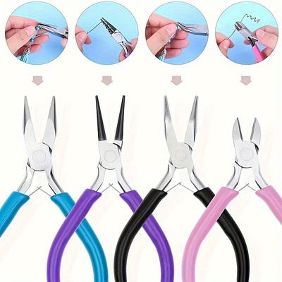 Jewelry Pliers Tool Kit Jewelry Needle Round Wire Cutter and Curved Nose for Jewelry Beading Repair Supplies Wire Wrapping Multifunctional