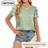 BITCED Damen Mode Lässig O-Ausschnitt Kurzarm Blusen & Hemden