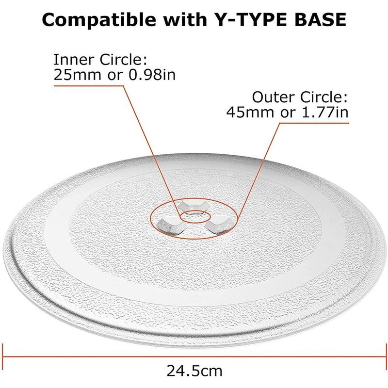A61T-Universelle Mikrowellen-Glasplatte Langlebige Mikrowellen-Glas-Drehtellerplatte, Runde Mikrowellenplattenabdeckung Ersatz 24,5 cm