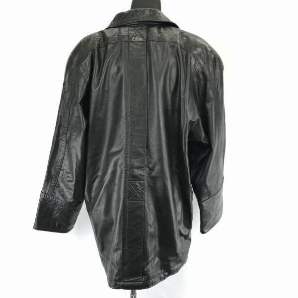 90s Vintage CIEL-UN leather coat women M heavy cowhide black outer(USED)