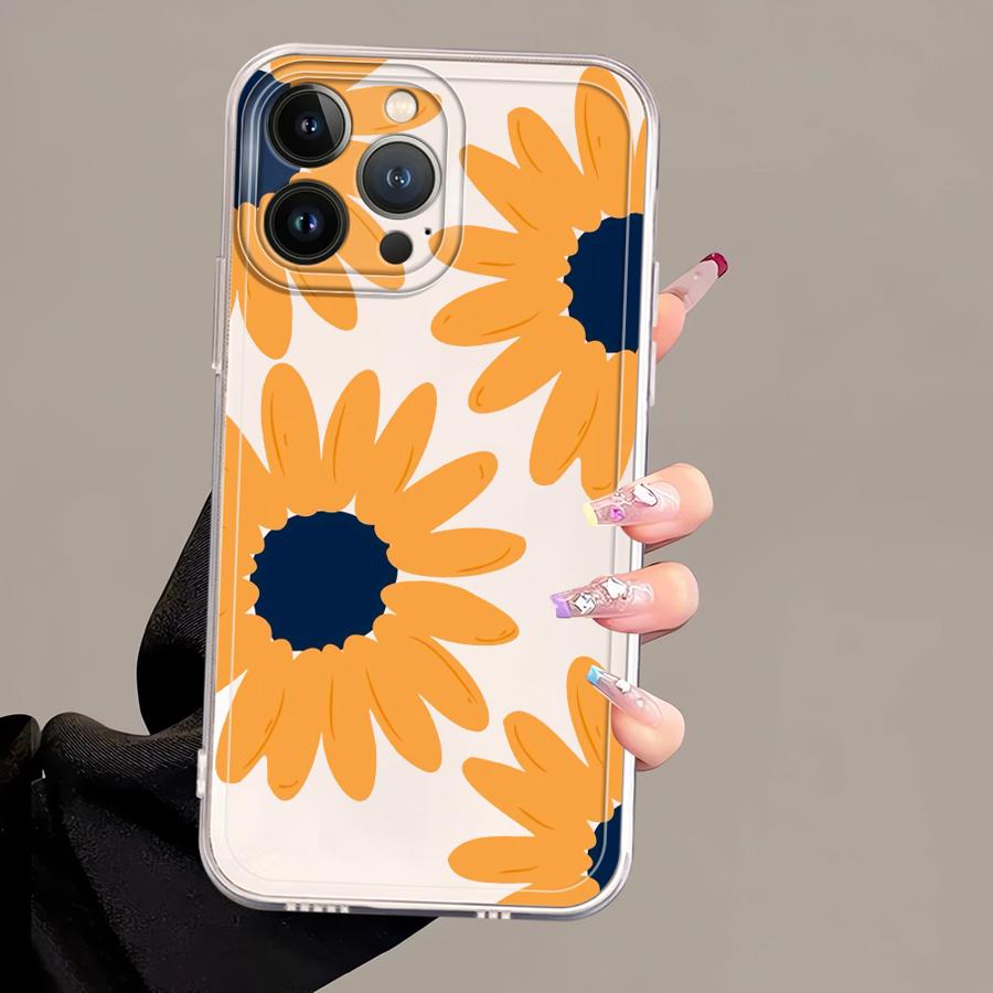 Case for iPhone 17 Pro Max XR 12 Mini 16 Air XS Max 7 8 13 Pro 14 Plus 15 11 Soft Phone Cover Minimalist Sunflower