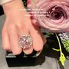 Jewelry, Vintage Crown Jewel Ring, Wedding Banquet, Bud Rose Pink Zircon Ring, Set