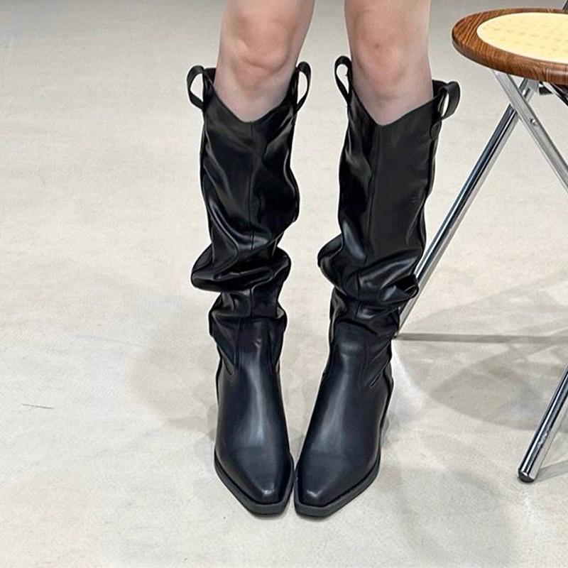 Fashion High Boots for Women Suede Pointed Toe Designer Shoes Mid Heels Fashion Pumps 2025 Winter New Chelsea Boots Femme Zapatillas