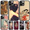 Japanese Style Geisha Teasing the Cat Phone Case For iPhone 17 Air 13 12 14 15 16  Cover For Apple Pro Max Plus