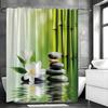 Zen Garden Bamboo Spa Stone Flower Theme Shower Curtain, Bathroom Decorative Shower Curtain, Waterproof Shower Curtain with Hook