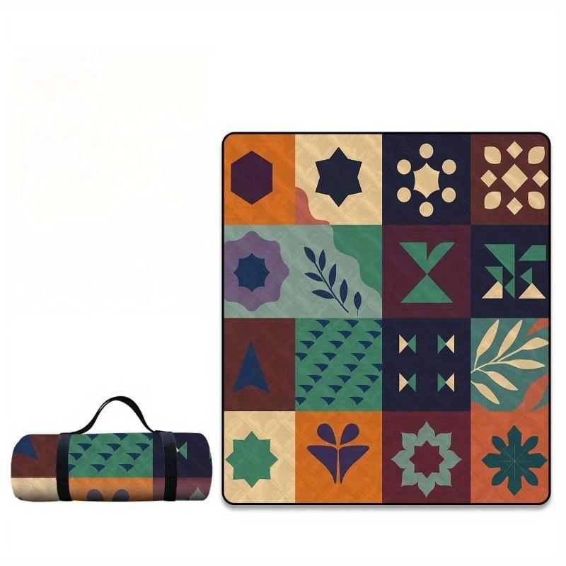 

1 шт. уличное одеяло для пикника, утолщенный коврик, дизайн с ручкой, складной, прочный материал, подходит для семейных посиделок и кемпинга 1.5m*1m