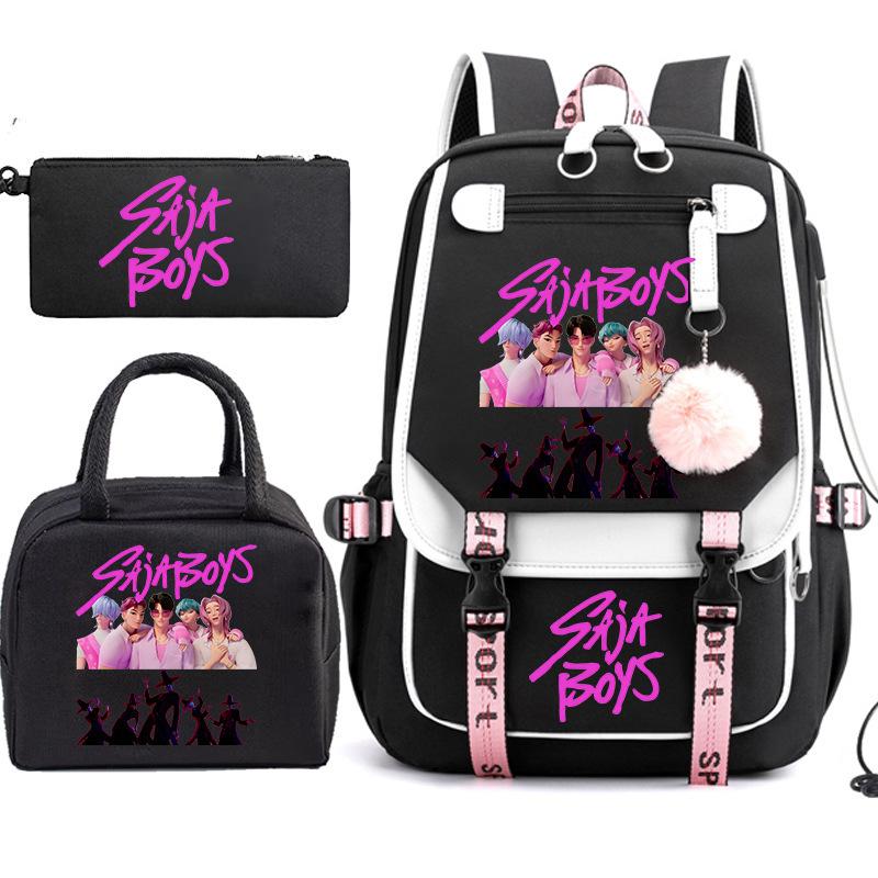 Popular Kpop Witch Hunters Campus Schoolbag Junior High School Student Lunch Bag Three-Piece Set For Men And Women