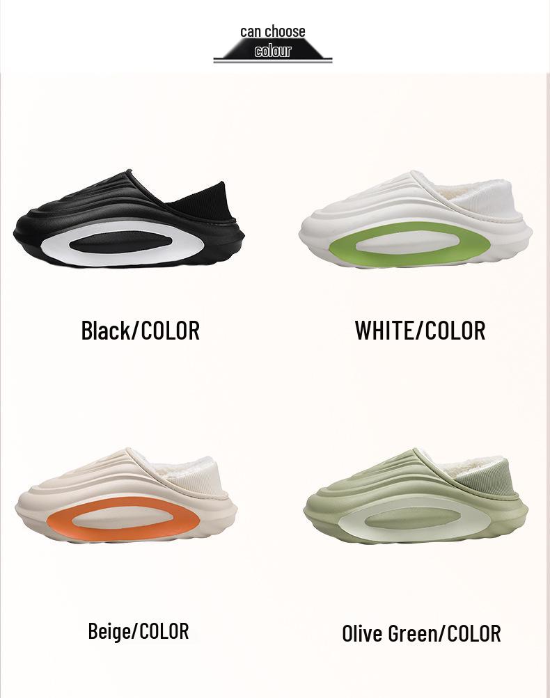 Men's Winter Waterproof Non-Slip Plush Slippers: Thick, Warm, Height-Boosting Comfort