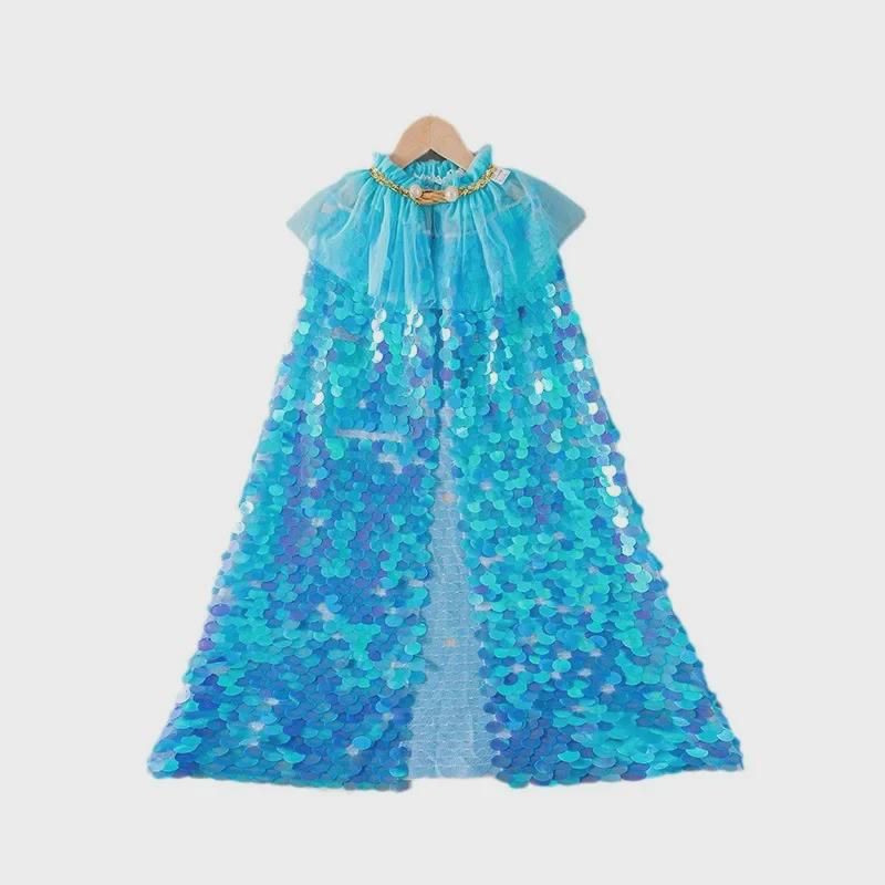 "Flitrový princeznovský plášť pro dívky se síťovaným límcem - Ideální na narozeniny a vystoupení"