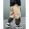 Spring Autumn Fashion Splicing Style Boys Pants Loose Patchwork Sport Overalls Cargo Trousers