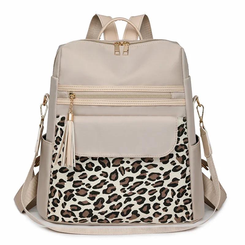 

Oxford Leopard Print Fashi Backpacks Zipper Large Capacity Simple Women s Bags Sale 2026 Versatile Classic Schoolbags бежевый