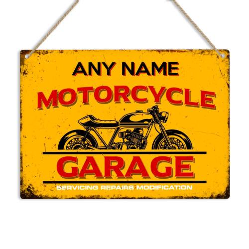 MOTORCYCLE GARAGE PERSONALISED Retro Metal Sign Wall Plaque Name Garage Man CaveAluminum 30x40cm(11.8x15.7inch)