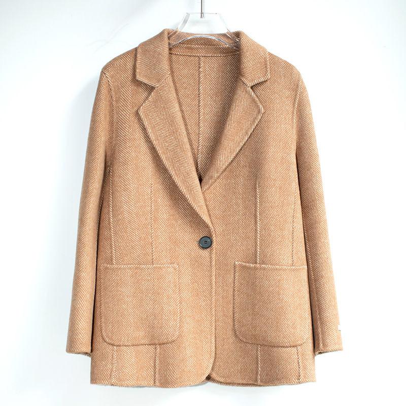 Autumn New Double-sided Wool Short Small Suit Coat Slim-fitting High-end Small Woolen Coat Women