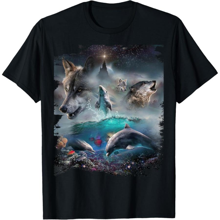 Wolf and Dolphin, Wolves and Dolphins, Mountain T-Shirt XXXXXL чёрный