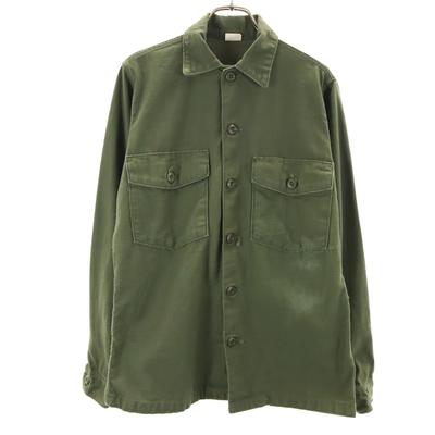 US ARMY 70s Vintage Long Sleeve Utility Military Shirt 14 1/2 33 Khaki Men's Used